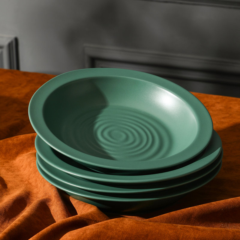 Stone Lain Orbit 4-Piece Pasta Bowl Set Stoneware, Green