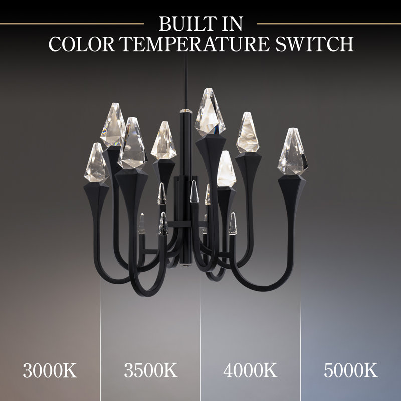 Plumeria LED Pendant, Black, 25.25" H x 34.13" W x 34.13" D, 8 Lights