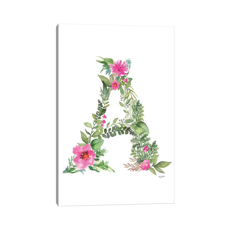 Lettre botanique A par Kelsey Mcnatt - Toile tendue avec châssis sur toile tendue, H 40 po x l 26 po x P 1,5 po