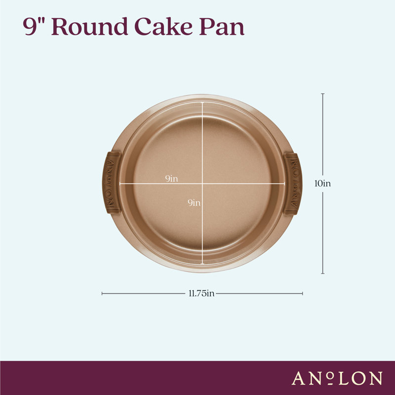 Bronze Nonstick Round Cake Pan with Silicone Grips, 9-Inch