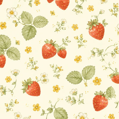 Peel and Stick Wallpaper Vintage Green Gingham Strawberries Daisies Contact Paper Removable Self Adhesive Wall Mural Wall Decor for Bedroom Kitchen Cabinets 24in x 118in