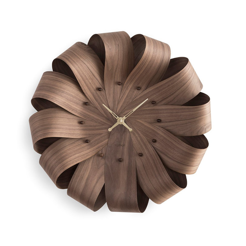 20.5'' Round Dark Brown Walnut Electric Wall Clock