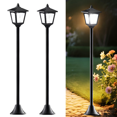 Paquet de 2 lampes de poteau solaires 40 po à DEL pour l'extérieur
