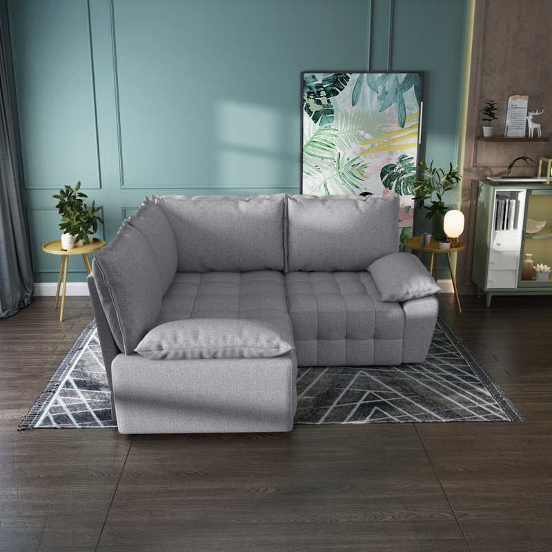 Canapé modulaire rembourré 4 pièces Cassadi, 100 % polyester gris clair