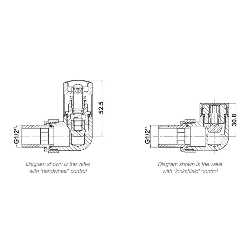 Corner Vertical 2 Piece Radiator Valve