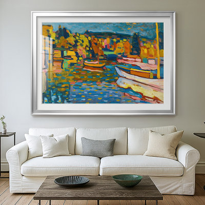 Murnau - Boats (Boats on the Staffelsee)-Wassily Kandinsky-Framed Print with Mat and glass-1908