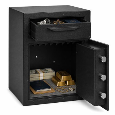2.6 Cu Ft Steel Security Safe Box, Digital Keypad Lock Cabinet with Emergency Override Key, Bolt-Down Heavy-Duty Safe for Home, Office and Hotel, Stores A4 Files, Laptops, Cash and Jewelry, Black