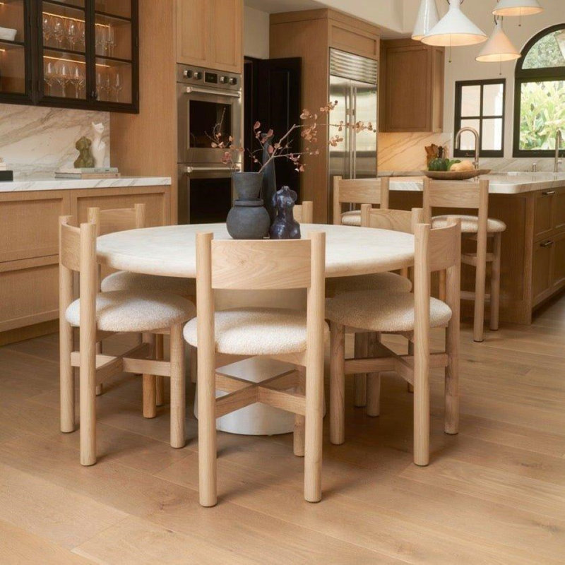 Teddy Dining Chair, Fabric White, Natural