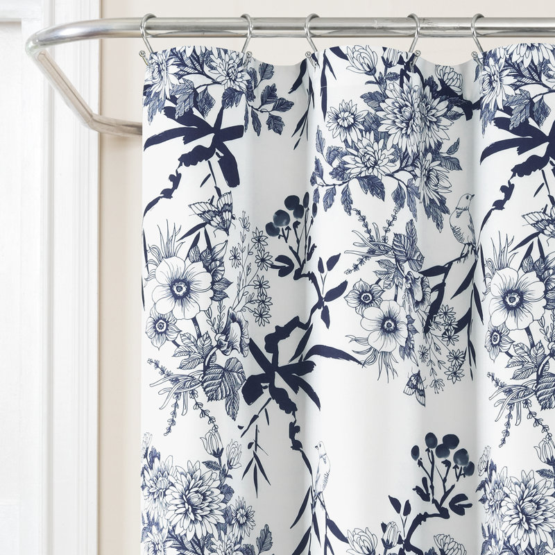 Rideau de douche Guinn, Bleu marine / blanc