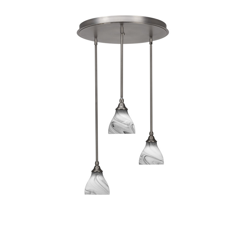 Luminaire suspendu grappe 3 lumières empire avec verre onyx 6,25 po Empire, Nickel brossé