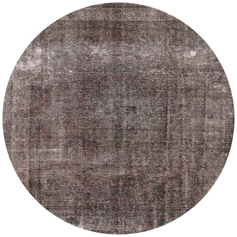 Tapis brun à motif oriental, Rond 7 pi
