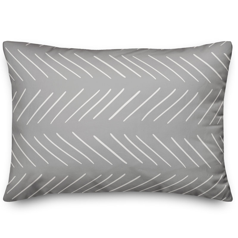 Baldridge Modern Rectangular Pillow Cover & Insert, White/Gray(solid)