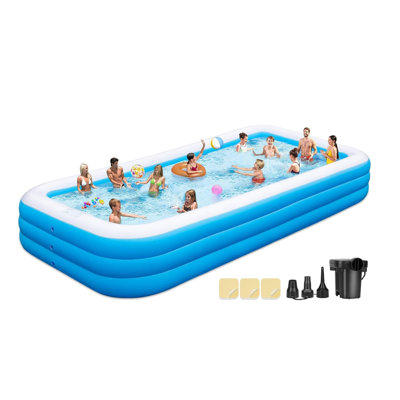 Extra Large Inflatable Pool For Adults, Oversized Thickened Swimming Pool With Air Pump, Full Size Family Big Blow Up Pools