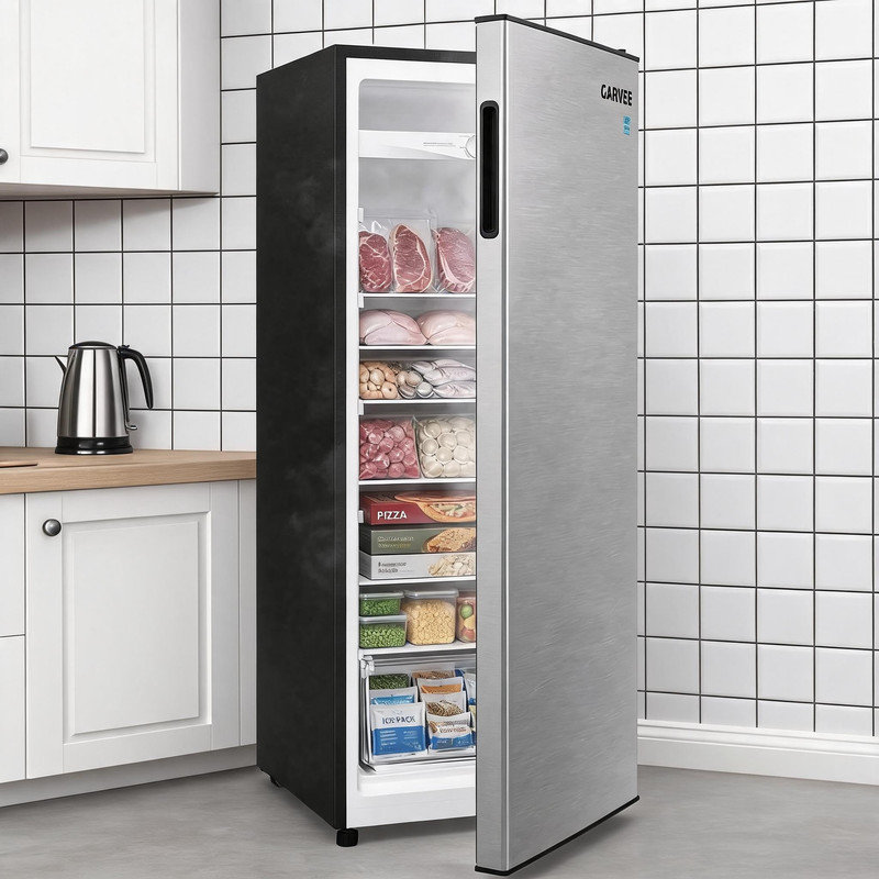 7 pieds cubes Pi. Congélateur vertical autoportant, congélateur vertical de grande capacité pour la maison, la cuisine ou le sous-sol avec fabrication en métal