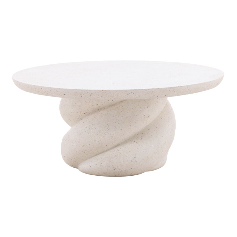 Nidia Lightweight Concrete Terrazzo Outdoor Coffee Table, Ivory