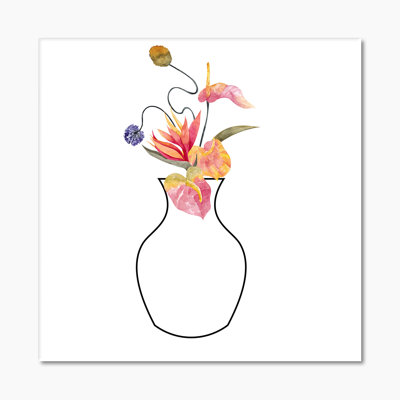 Composition avec bouquet floral minimaliste VII - Impression sur toile