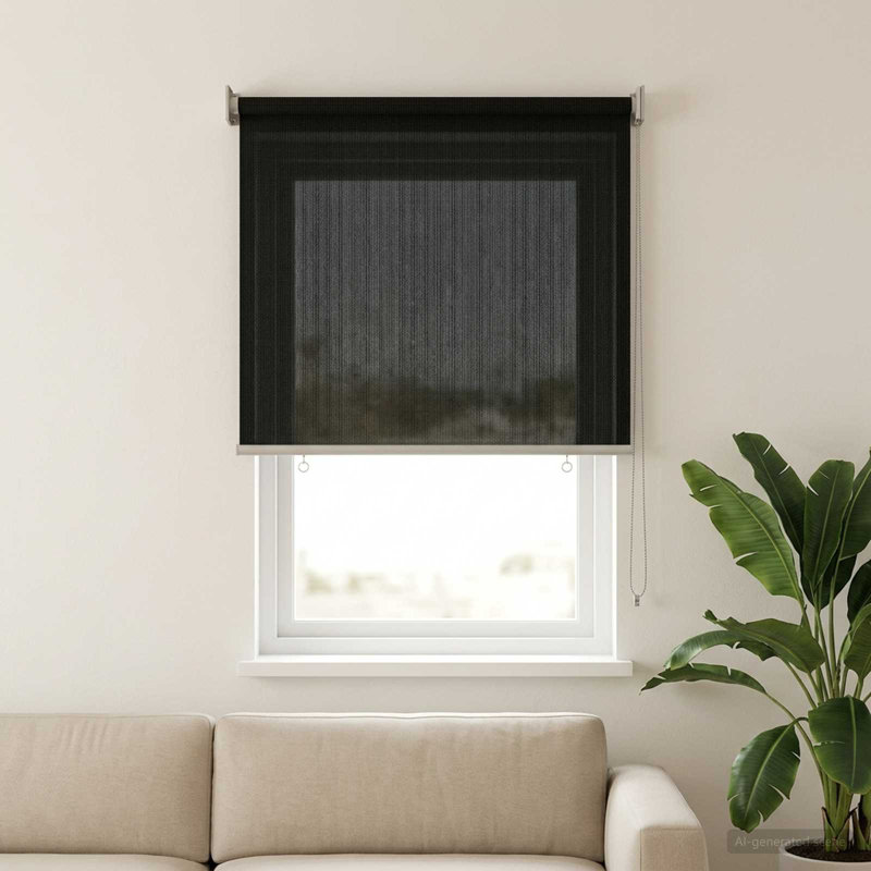 Roller Blind, Black, 85 cm W x 140 cm L