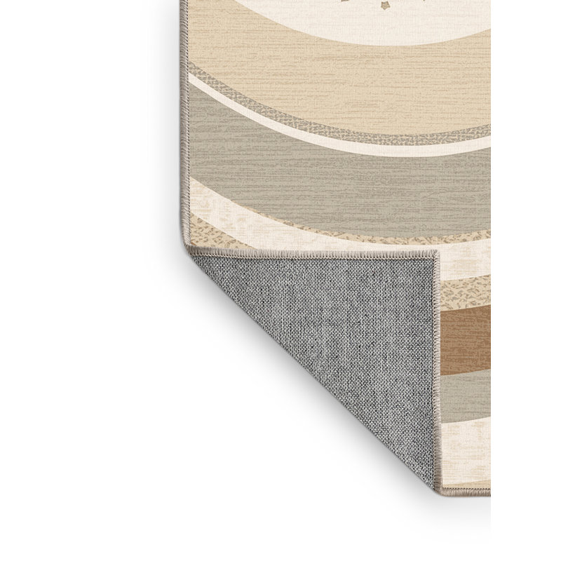 Machine Washable Orlena Coastal Striped Rug in Beige – Beige Binding, 2 x 4
