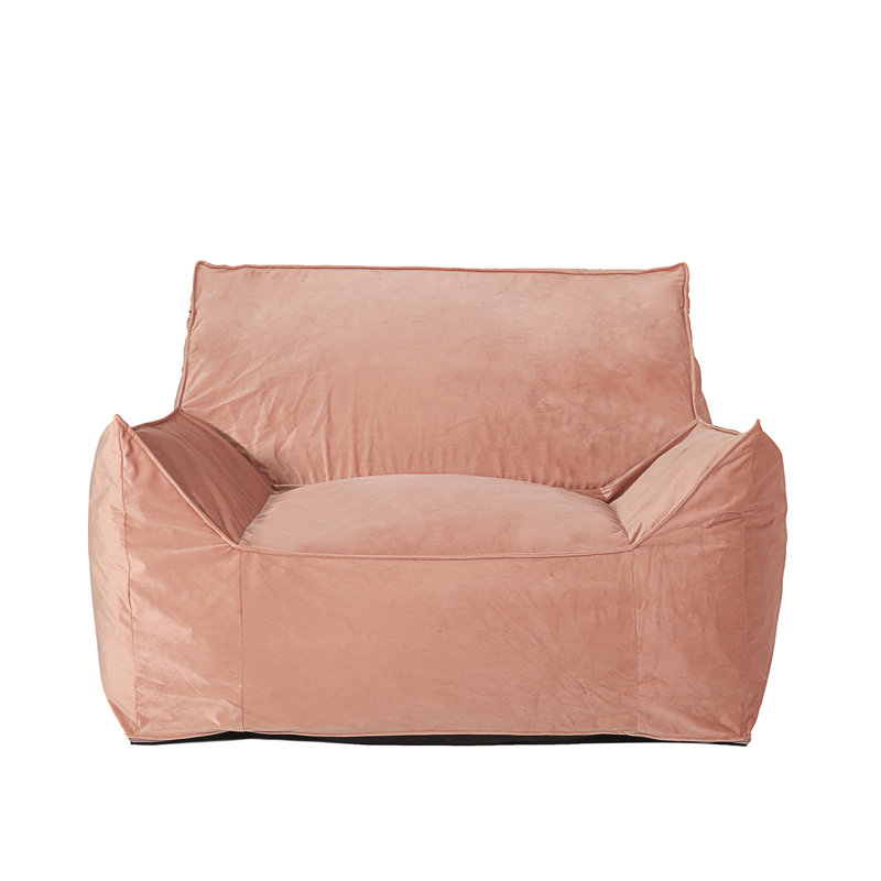 Fauteuil à billes en velours de coton avec accoudoirs Allea, Velours rose