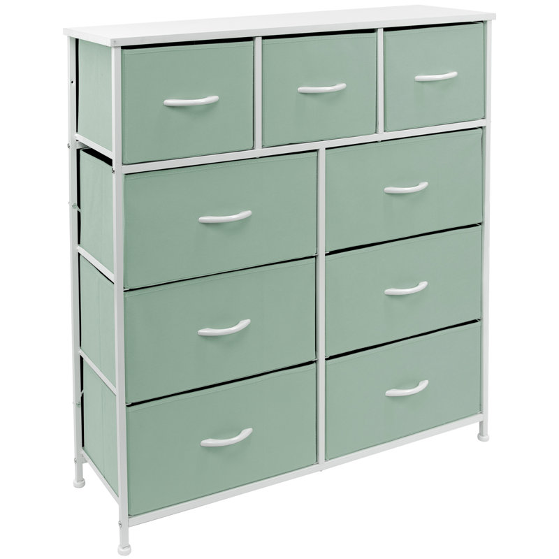 Commode 9 tiroirs - Bleu sarcelle, Vert/blanc