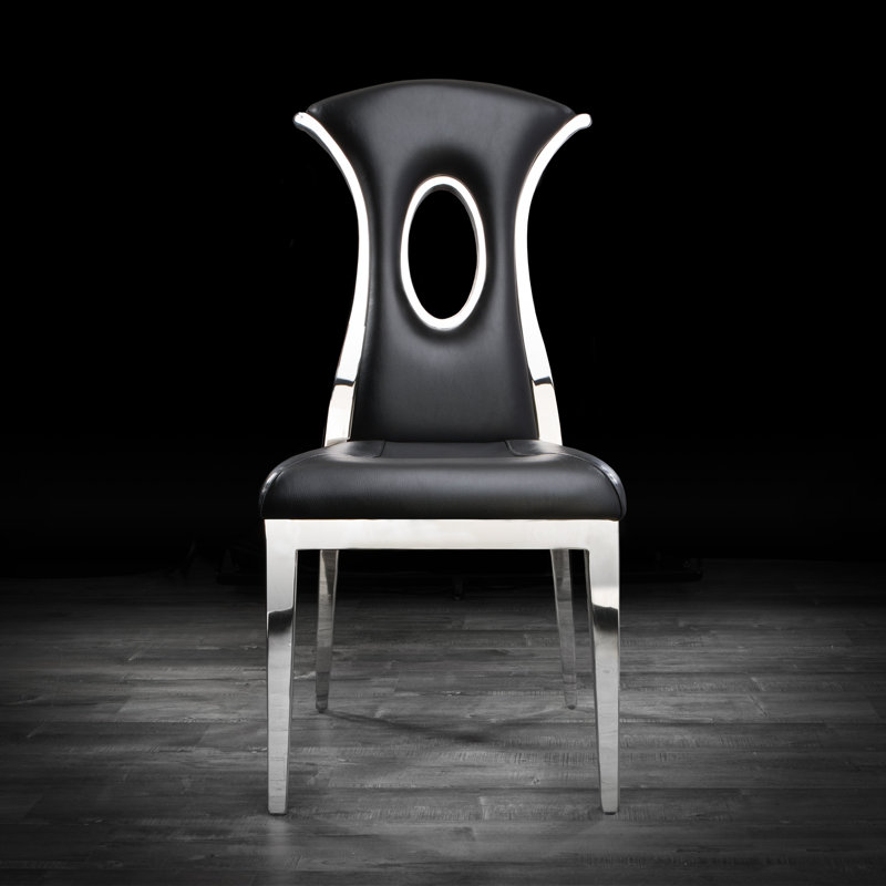 Chaise rembourrée, Noir / argent