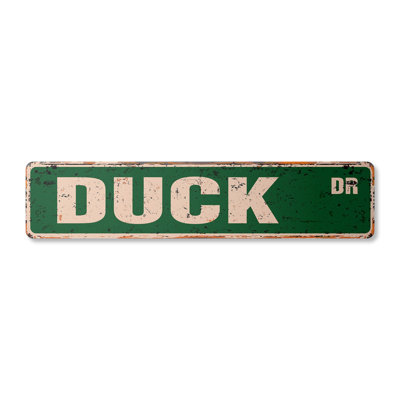 Duck Street Sign Aluminum 4" X 18"
