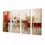 «Red Moon Gold Cubist Abstract», art mural géométrique 4 pièces-432468055
