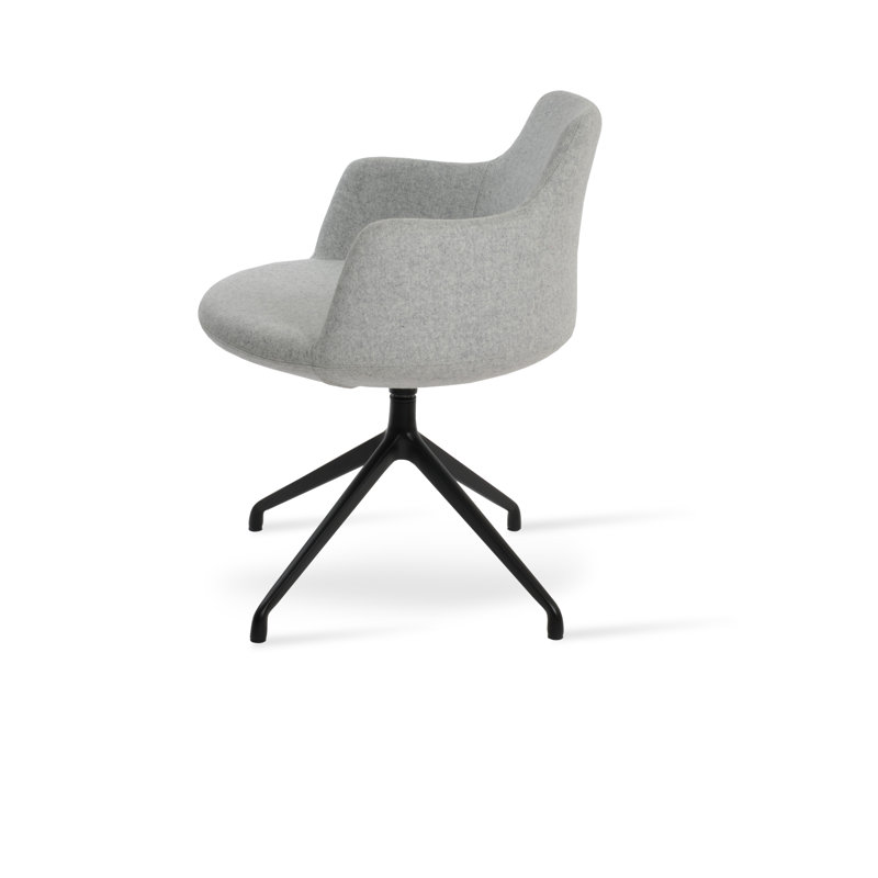Dervish Spider Swivel Arm Chair, Black, Silver Wool