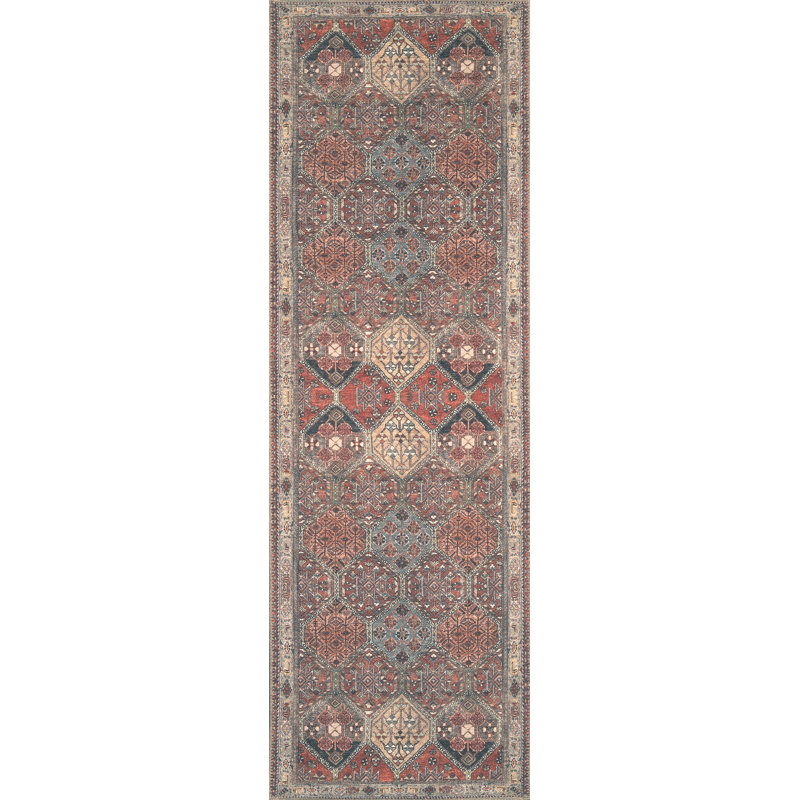 Kemmer Oriental Machine Woven Cotton/Polyester Area Rug, Runner 2'6" x 7'6"