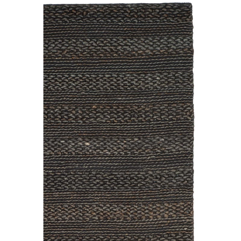 Tapis gris anthracite en jute / coton tissé à la main Paucar, Rectangle 4 pi x 6 pi