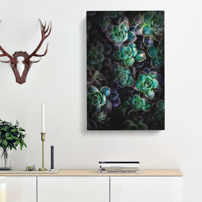 Green Succulent In Bloom - Wrapped Canvas Painting