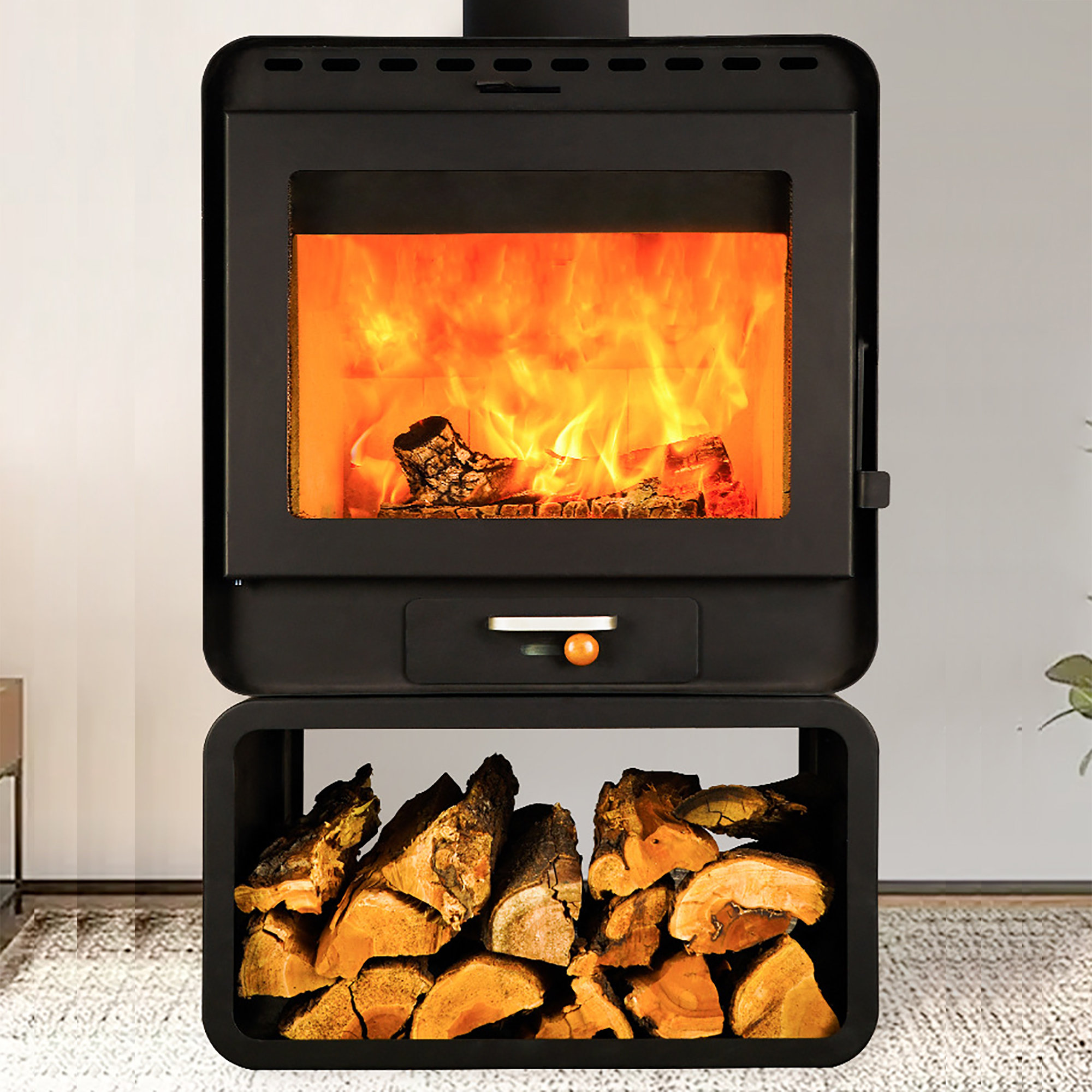 Hansabenne 3000 Square Feet Direct Vent Freestanding Wood Burning Stove  with Blower | Wayfair