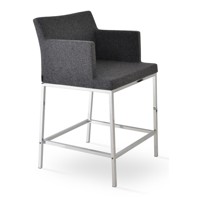 Soho Metal Counter & Bar Stool, Dark Gray Wool, Counter Stool (25" Seat Height)