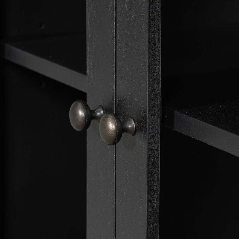 Buffet rétro 55 "avec 2 portes et 7 tiroirs, Noir