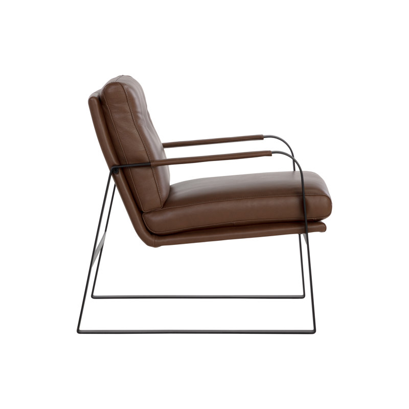 Leather Tufted Lounge Chair, Brown Genuine Leather