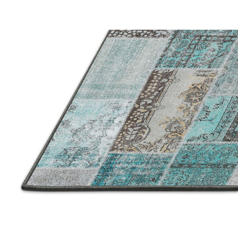 Tapis bleu/gris contemporain, Rectangle 6 pi x 9 pi