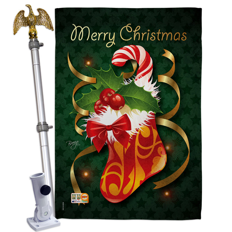 Bas de Noël à 2 faces en polyester 40 x 28 po Ensemble de drapeaux