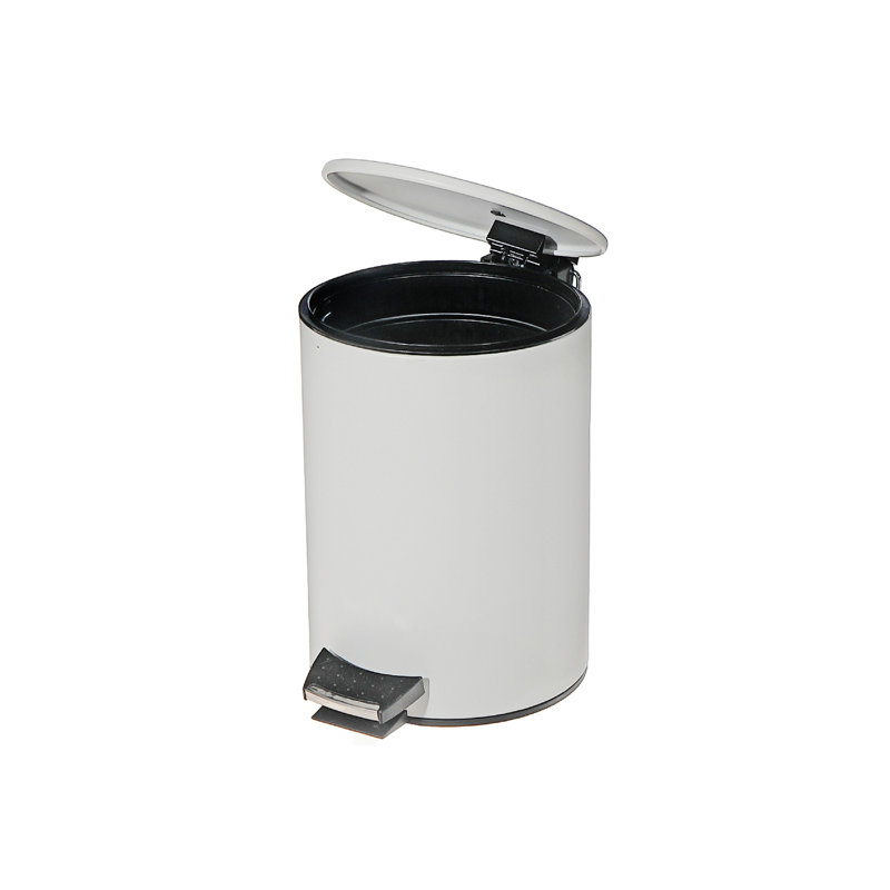 Poubelle à pédale ronde en acier inoxydable, Blanc, 3L