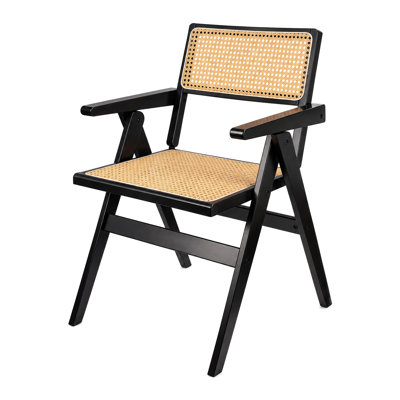 Chaise pliante en rotin, chaise de salle à manger portable avec siège et dossier en rotin tissé, capacité de poids de 440 lb, sans assemblage pour la salle à manger, le salon, la chambre à coucher, la cuisine et la cour