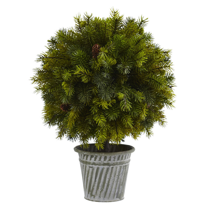17'' Faux Cedar Topiary in Metal Planter