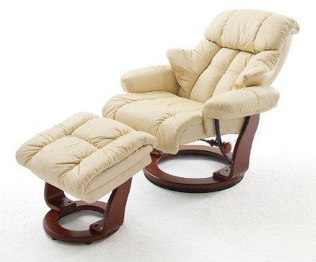 Kalmus 90cm Wide Swivel Ergonomic Recliner, Cream, Walnut