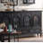 Mid-Century Style Solid Wood Tempered Glass Sideboard