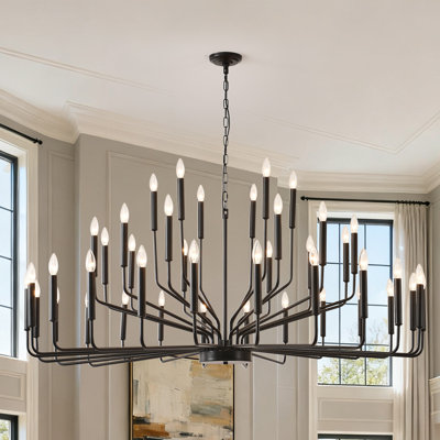 Lustre noir moderne de style campagnard pour luminaire de salle à manger, lustre rustique à bougie 42 lumières pour vestibule, lustres suspendus en métal industriels pour la cuisine du salon, vestibule