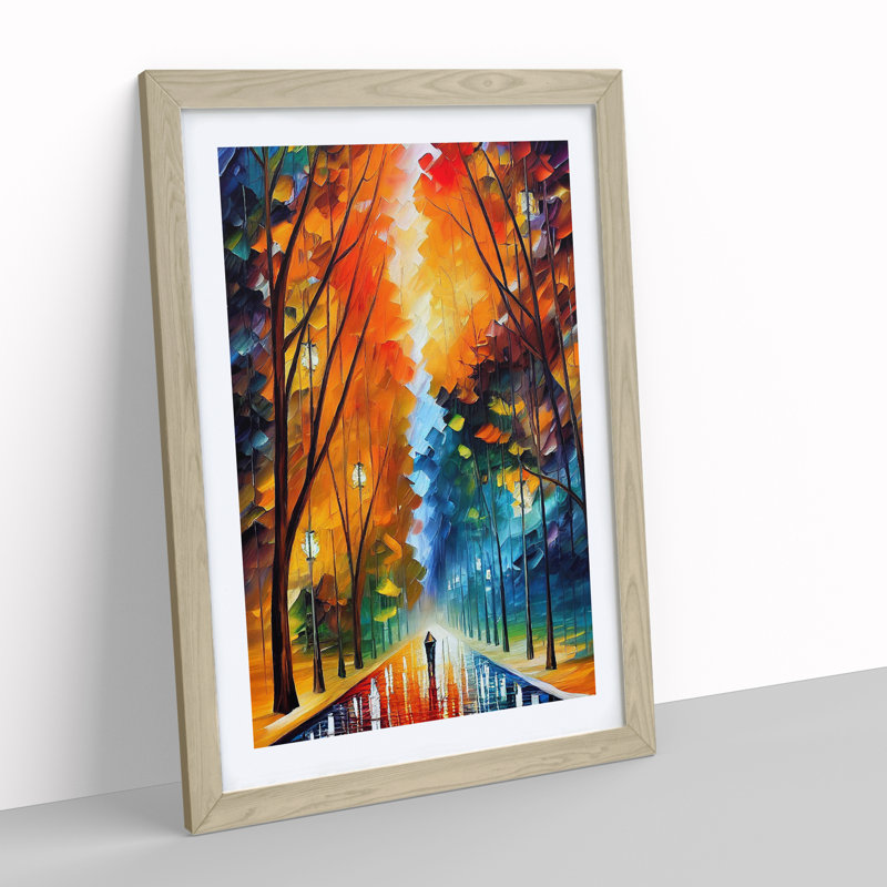 Forest Woodland In Colour No.1 - Single Picture Frame Painting, 34cm H x 25cm W x 2cm D, Oak