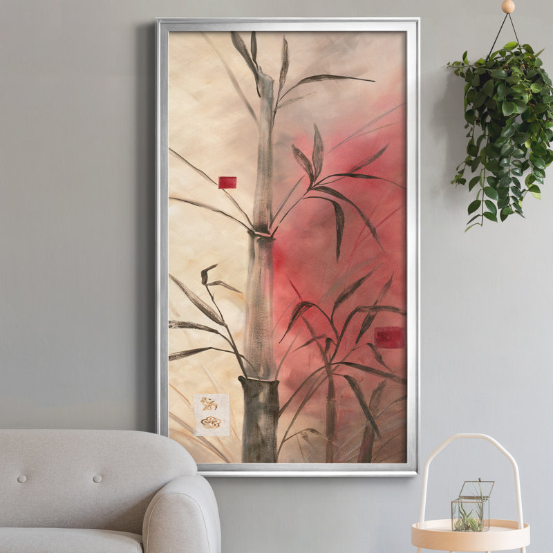 Bamboo Design I - Peinture sur toile encadrée, Argent, H 10,5 po x l 18,5 po x P 1,5 po