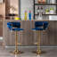 Ensemble de 2 tabourets de bar, avec repose-pieds chromé et base pivotante à hauteur réglable en velours + tabouret de bar simple Golden Leg - BLEU-600294229