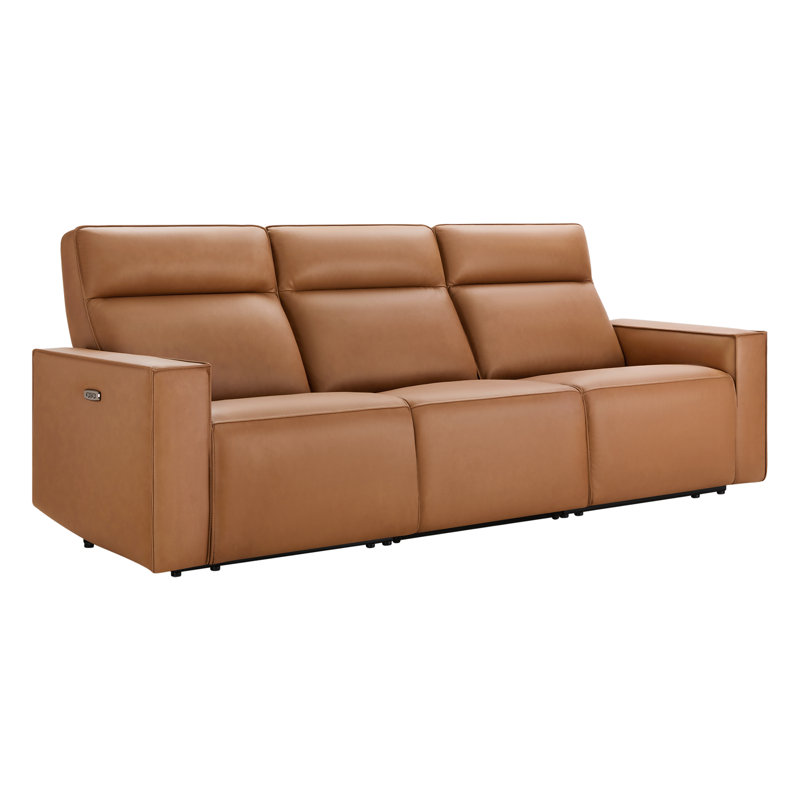 Canapé modulaire inclinable électrique en cuir véritable 3 pièces Phillipsburg