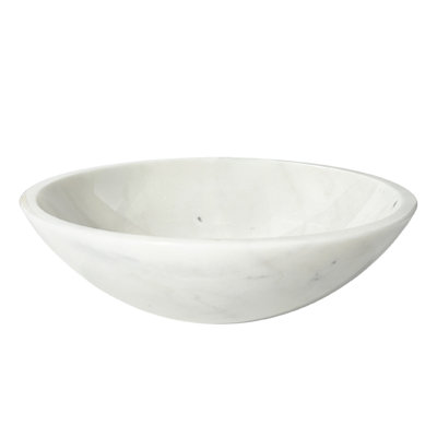 DuDuLin 17" White Stone Round Vessel Sink with Polished Finis