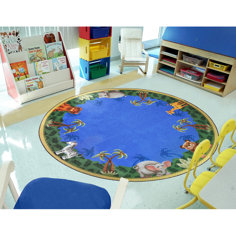 Tapis Just For Kids Jungle Friends, Rond 7 pi 7 po