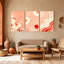 Abstrait, corail, vagues, rayons de soleil, cercles, motifs, reflet, conception artistique, ensemble de 3 impressions sur toile-1572143337